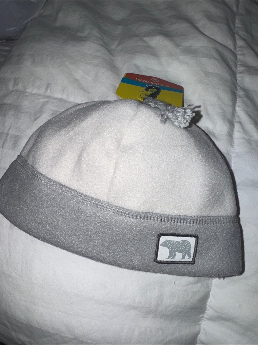 Sun Day Afternoons Kids Fleece Beanie Hat with Bear Patch - Gray NWT!